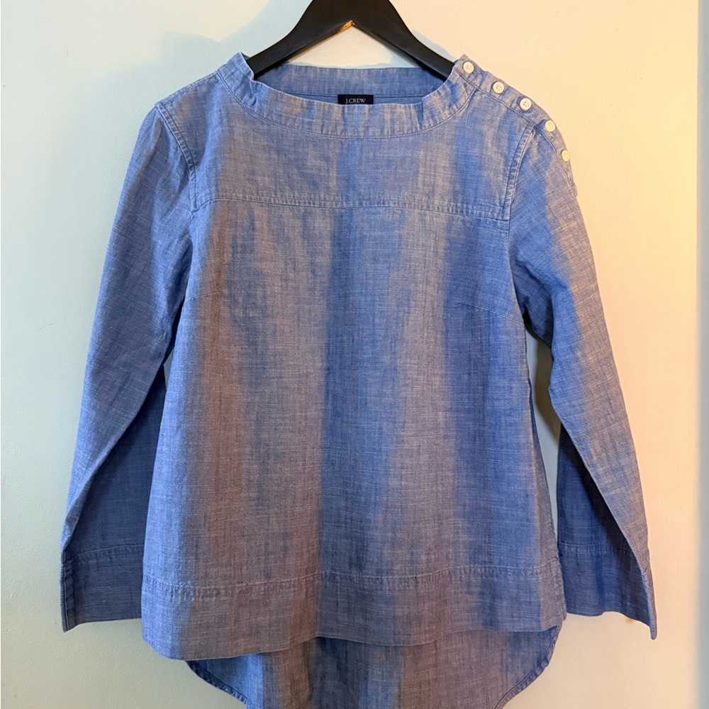 J. Crew. Blue Button-Detail Women's Top